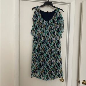 Merona Vibrant Blue and Green Mini Dress